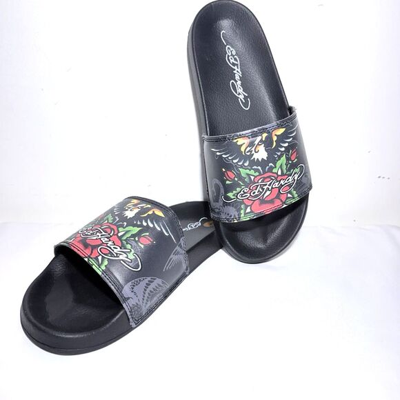 Ed Hardy Traditional Eagle Red Rose Tattoo Slides Sandal Men’s Size 8 NWT main image 6